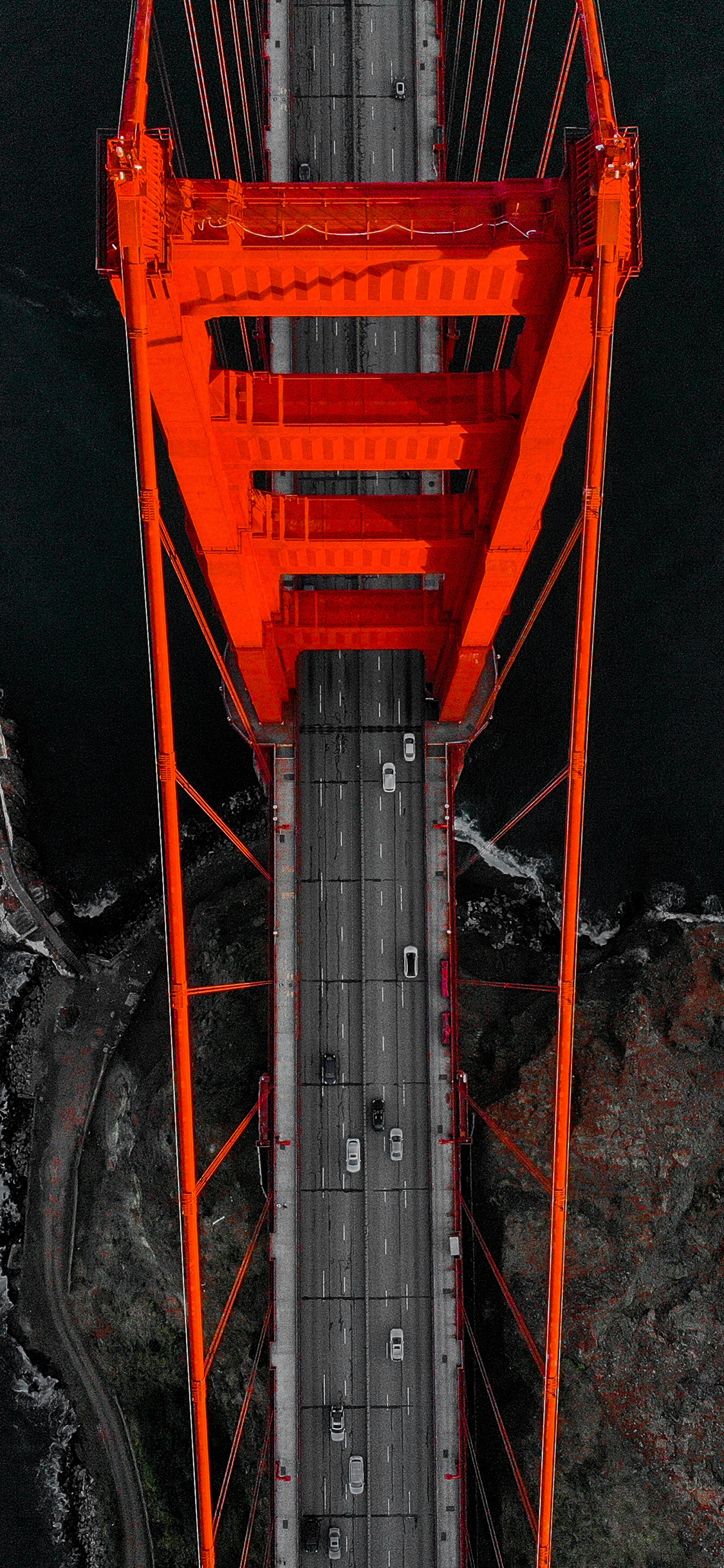 [2436×1125]美国 金山大桥 桥梁 车辆 苹果手机壁纸图片