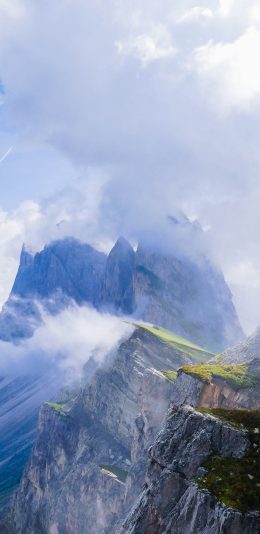[2436x1125]群山 陡峭 云海 高山 苹果手机壁纸图片