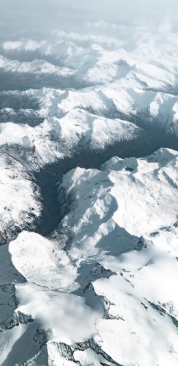 [2436x1125]群山 雪顶 雪季 航拍 苹果手机壁纸图片