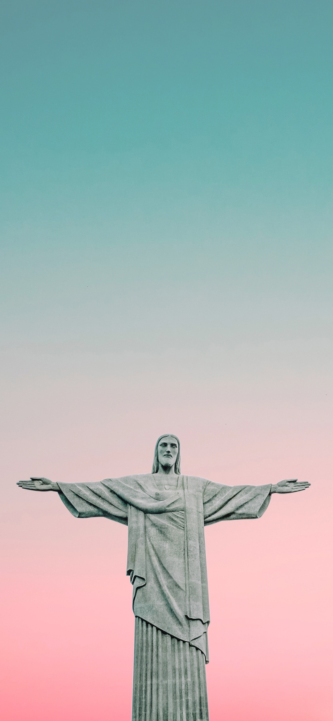 [2436×1125]耶稣 巴西 地标 天空 渐变 苹果手机壁纸图片