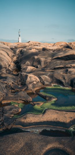 [2436x1125]自然 山峰 水潭 青苔 苹果手机壁纸图片