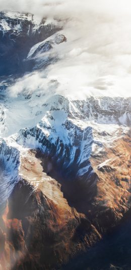 [2436x1125]自然 山峰 白雪覆盖 壮观 苹果手机壁纸图片