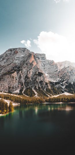 [2436x1125]自然 山峰 胡泊 美景 苹果手机壁纸图片