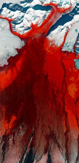 [2436x1125]自然 山脉 冰川 火山 红白相间 苹果手机壁纸图片