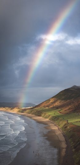 [2436x1125]自然 彩虹 大海 山峰美景 苹果手机壁纸图片