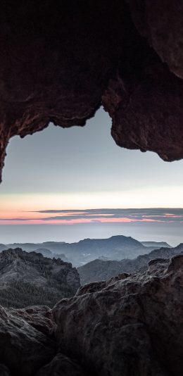 [2436x1125]自然 溶洞 山洞 云彩 苹果手机壁纸图片