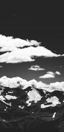 [2436x1125]自然美景 天空 云朵 山峰 黑白 苹果手机壁纸图片