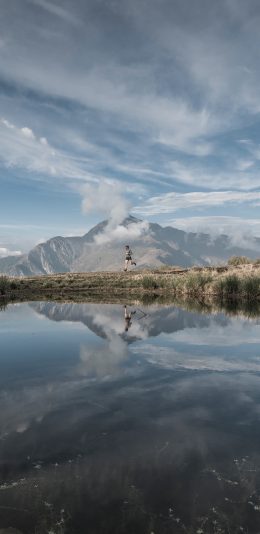 [2436x1125]自然美景 天空 山川 湖泊 倒映 苹果手机壁纸图片
