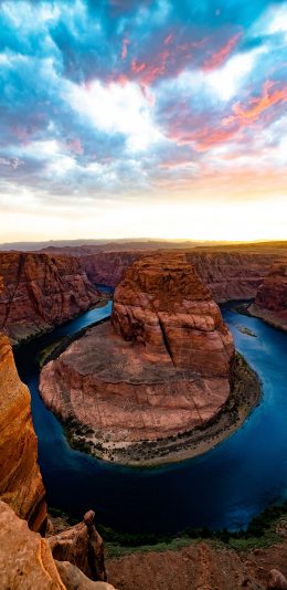 [2436x1125]自然美景 山峰 湖泊 云彩 苹果手机壁纸图片