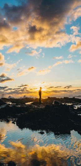 [2436x1125]自然美景 日出 水面 倒映 苹果手机壁纸图片
