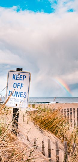 [2436x1125]自然美景 蓝天 草丛 路标 苹果手机壁纸图片