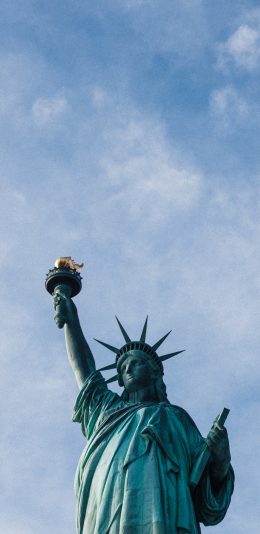 [2436x1125]自由女神像 雕像 雕刻 天空 美国 苹果手机壁纸图片