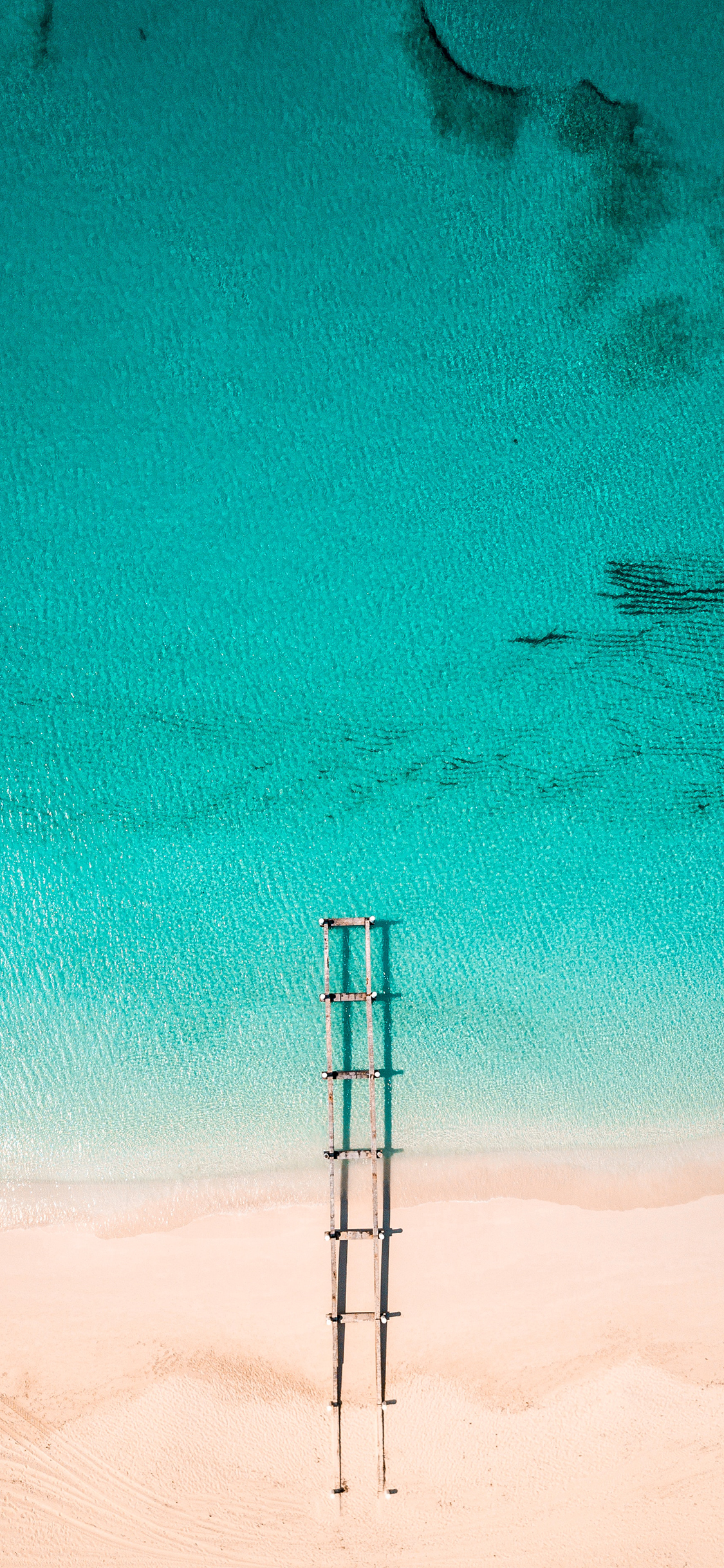 [2436×1125]航拍 大海 沙滩 梯子