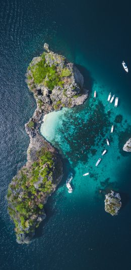 [2436x1125]航拍 大海 海岛 船只