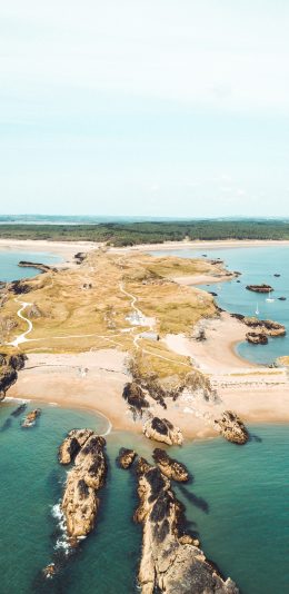 [2436x1125]航拍 海岛 大海 美景 苹果手机壁纸图片