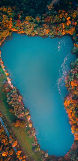 [2436x1125]航拍 自然 湖泊 湛蓝 苹果手机壁纸图片