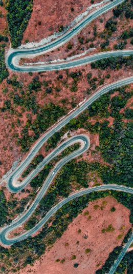 [2436x1125]航拍 车道 蜿蜒 植被 苹果手机壁纸图片