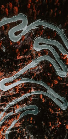 [2436x1125]航拍 道路 蜿蜒 交通 苹果手机壁纸图片