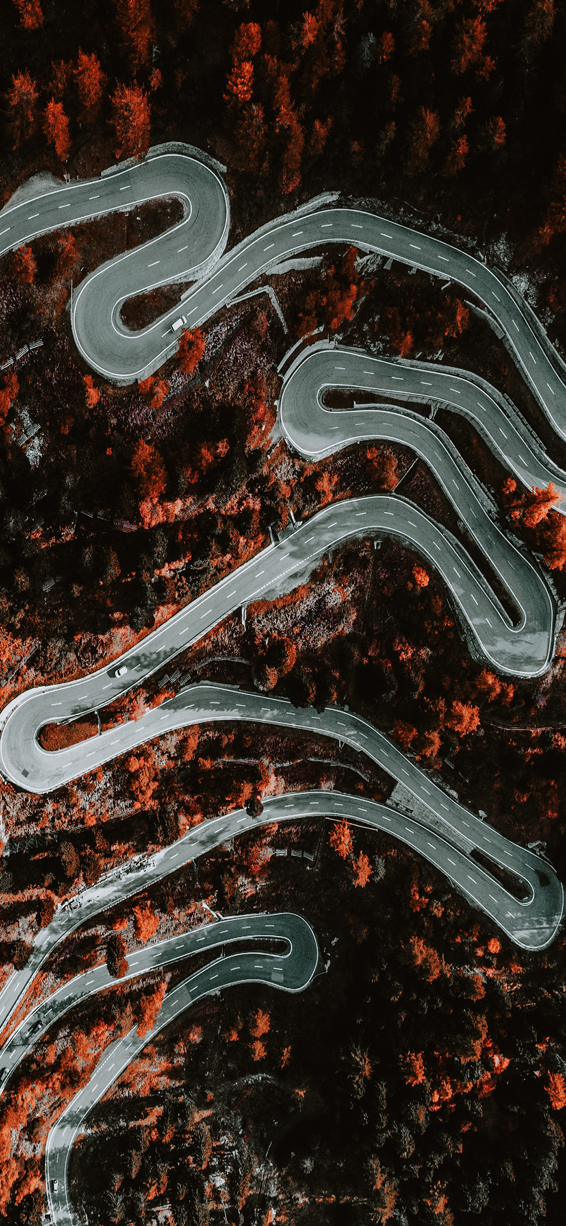 [2436×1125]航拍 道路 蜿蜒 交通 苹果手机壁纸图片