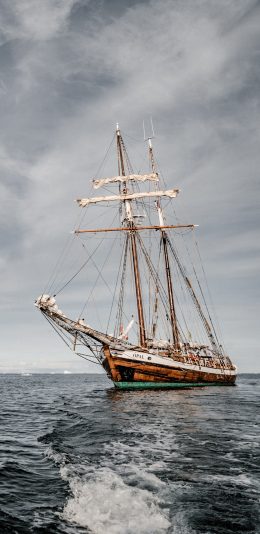 [2436x1125]船 大海 航行 行驶 苹果手机壁纸图片