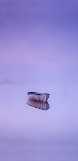 [2436x1125]船 水面 梦幻 唯美 紫色 苹果手机壁纸图片