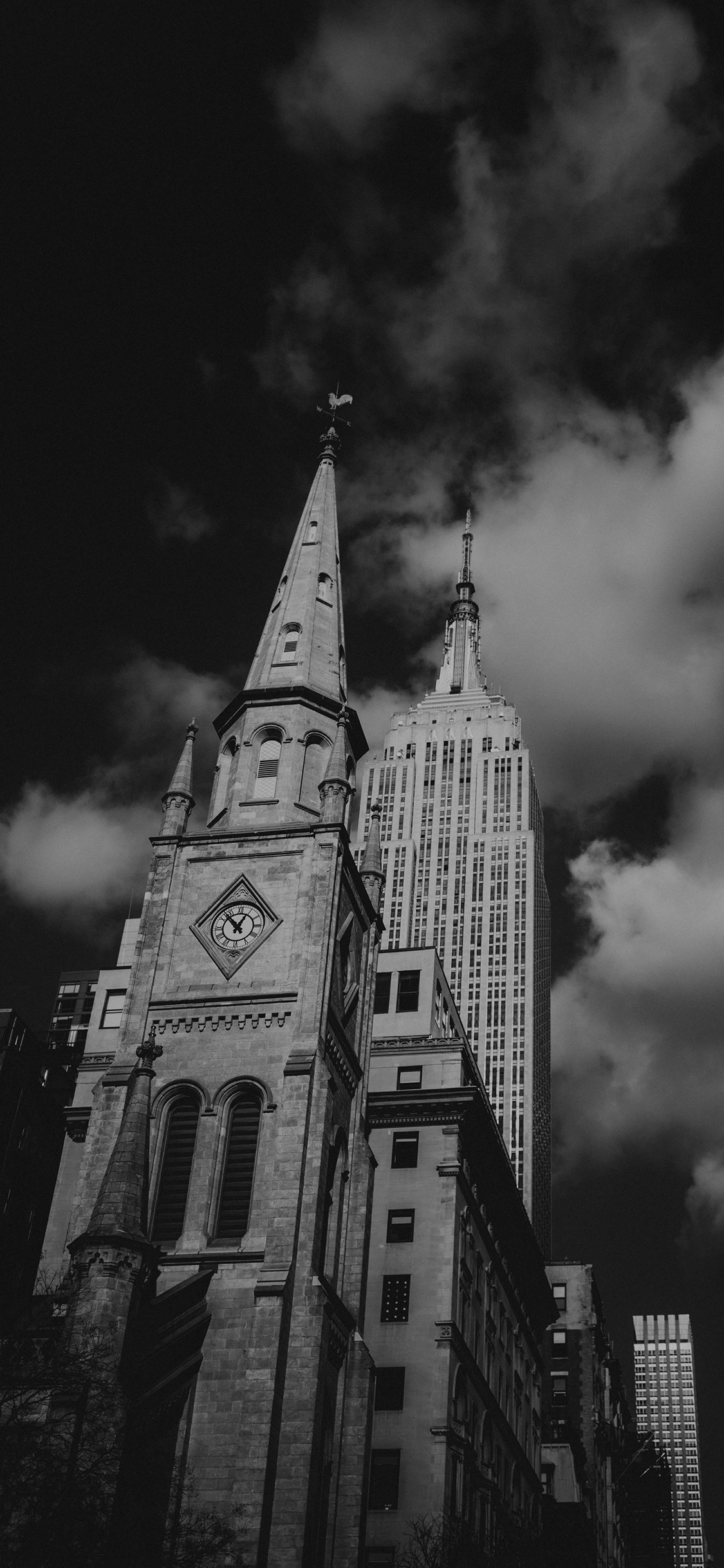 [2436×1125]英式建筑 欧美 黑白 壮观 苹果手机壁纸图片