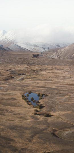[2436x1125]荒漠 湖水 枯萎 干枯 苹果手机壁纸图片