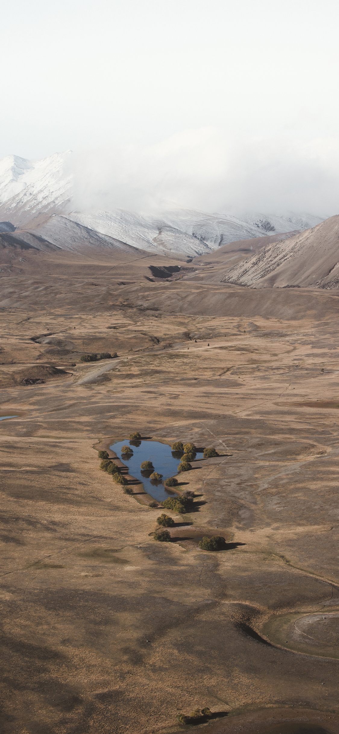 [2436×1125]荒漠 湖水 枯萎 干枯 苹果手机壁纸图片