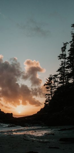 [2436x1125]落日 夕阳美景 云层 晚霞 苹果手机壁纸图片