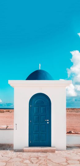 [2436x1125]蓝天 建筑 小教堂 十字架 苹果手机壁纸图片