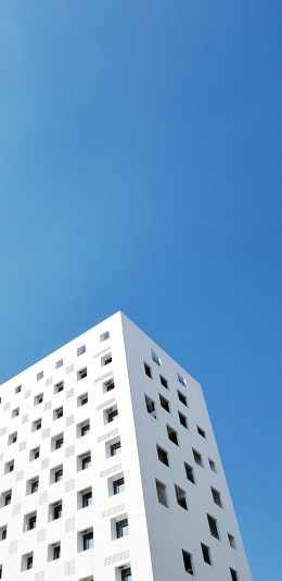 [2436x1125]蓝天 建筑 高楼大厦 方正 苹果手机壁纸图片