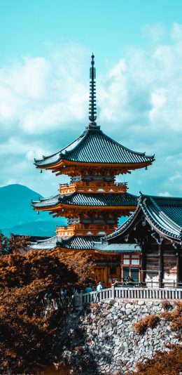 [2436x1125]蓝天 日本 景点 建筑 苹果手机壁纸图片