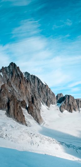 [2436x1125]蓝天 白云 山峰 雪地 苹果手机壁纸图片