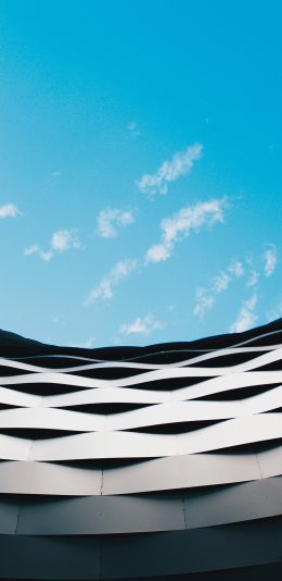 [2436x1125]蓝天 白云 建筑 圆弧 苹果手机壁纸图片