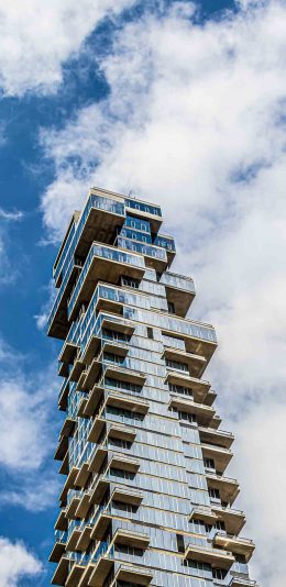 [2436x1125]蓝天 白云 建筑 高楼大厦 苹果手机壁纸图片