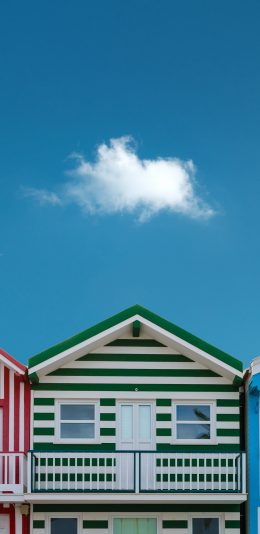 [2436x1125]蓝天 白云 房屋 绿色 苹果手机壁纸图片