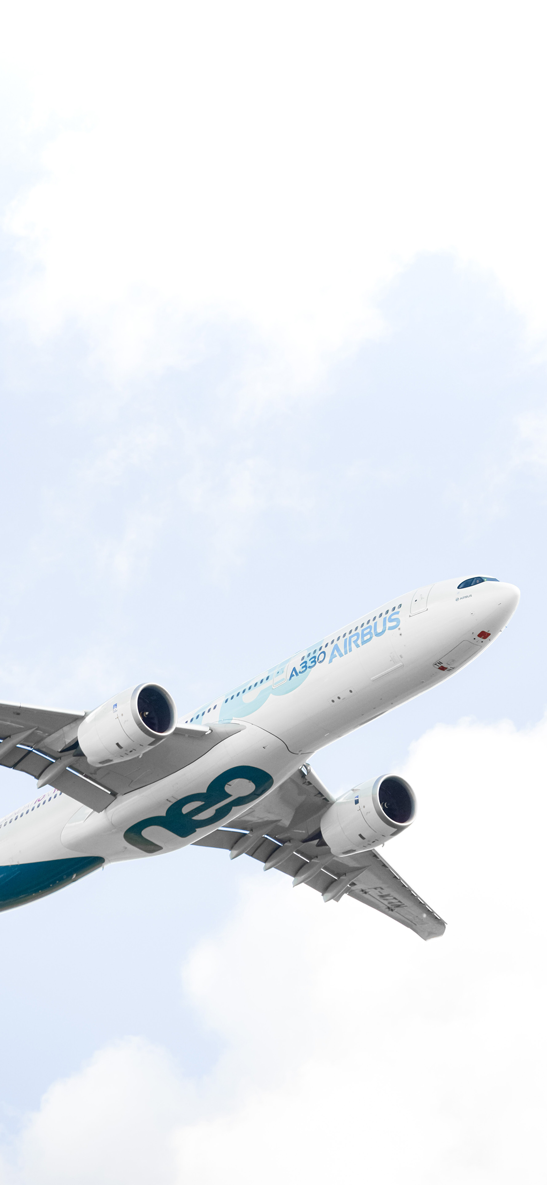 [2436×1125]蓝天 白云 飞机 飞行 苹果手机壁纸图片