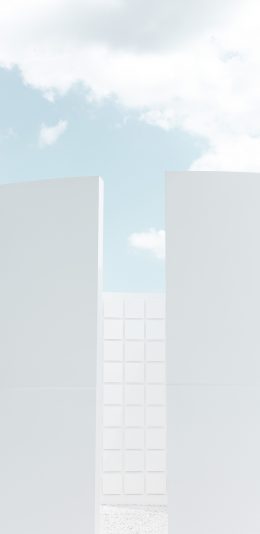 [2436x1125]蓝天 白云 高墙 白色 苹果手机壁纸图片