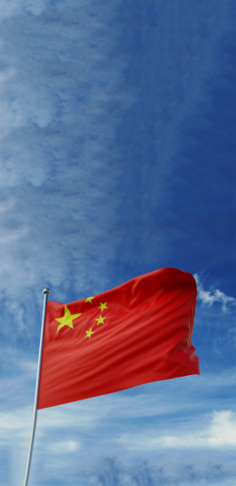 [2436x1125]蓝天白云 中国国旗 国旗 五星红旗 苹果手机壁纸图片