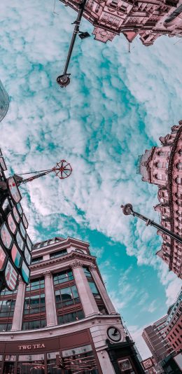 [2436x1125]蓝天白云 城市 建筑 欧式 苹果手机壁纸图片