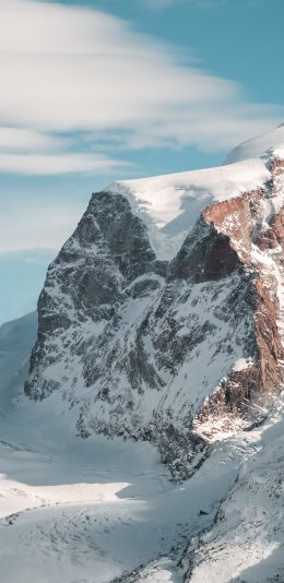 [2436x1125]蓝天白云 山峰 白雪覆盖 苹果手机壁纸图片
