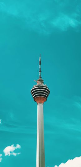 [2436x1125]蓝天白云 建筑 吉隆坡塔 象征 苹果手机壁纸图片