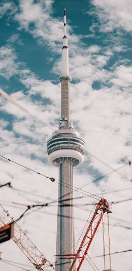 [2436x1125]蓝天白云 建筑 高塔 苹果手机壁纸图片