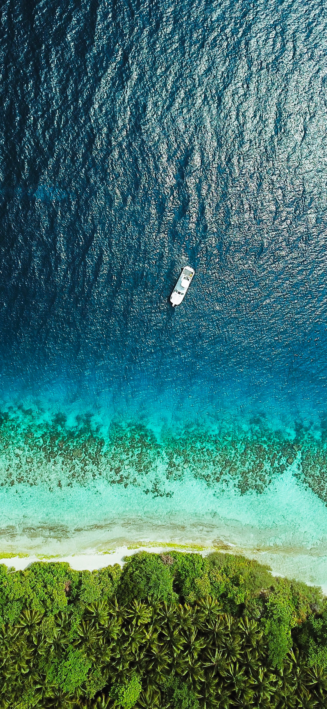 [2436×1125]蔚蓝 海域 游轮 海岸 苹果手机壁纸图片