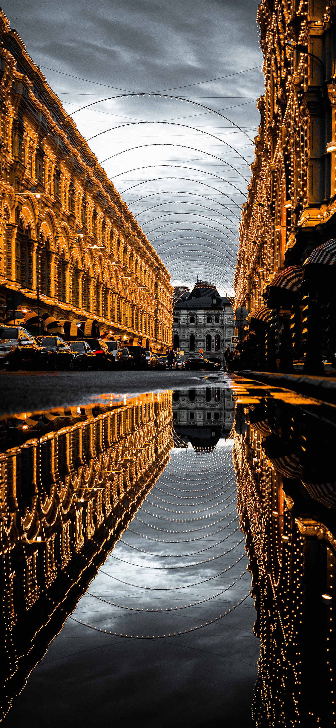[2436×1125]街景 店铺 灯光 意境 苹果手机壁纸图片