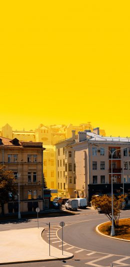 [2436x1125]街景 落日 唯美 静谧 苹果手机壁纸图片