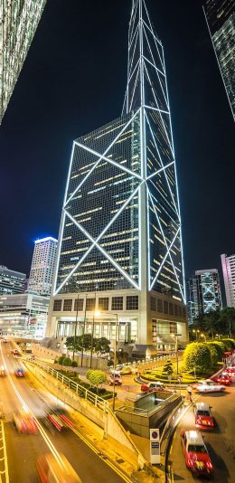 [2436x1125]街道 夜晚 城市 璀璨 苹果手机壁纸图片