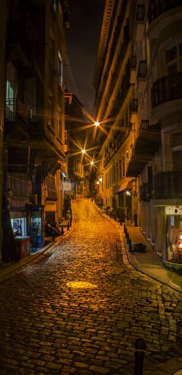 [2436x1125]街道 夜晚 灯光 建筑 苹果手机壁纸图片