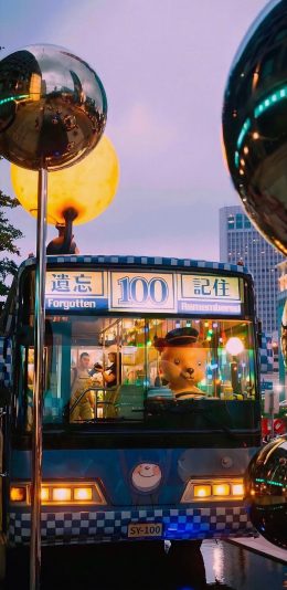 [2436x1125]街道 巴士 公交 交通 苹果手机壁纸图片