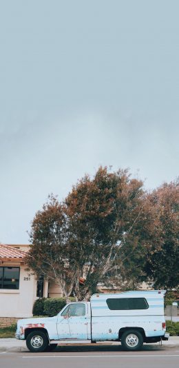 [2436x1125]街道 汽车 欧美 树木 房屋 苹果手机壁纸图片